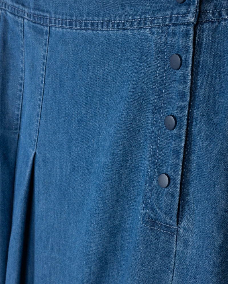Slate Denim Flair Maxi Skirt W-25098