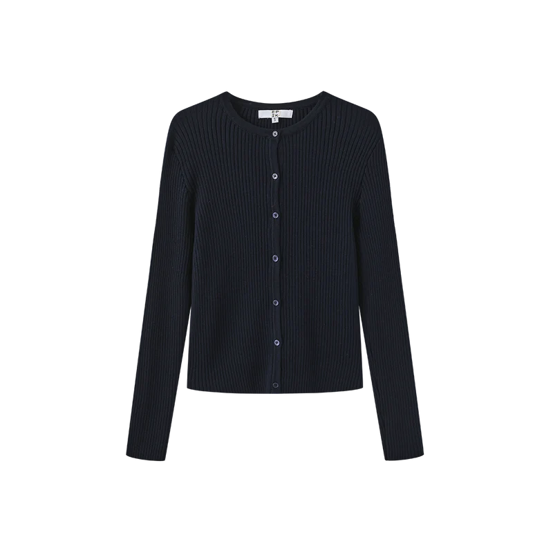 Epik Navy Thick Ribbed Knit Cardigan W-29388