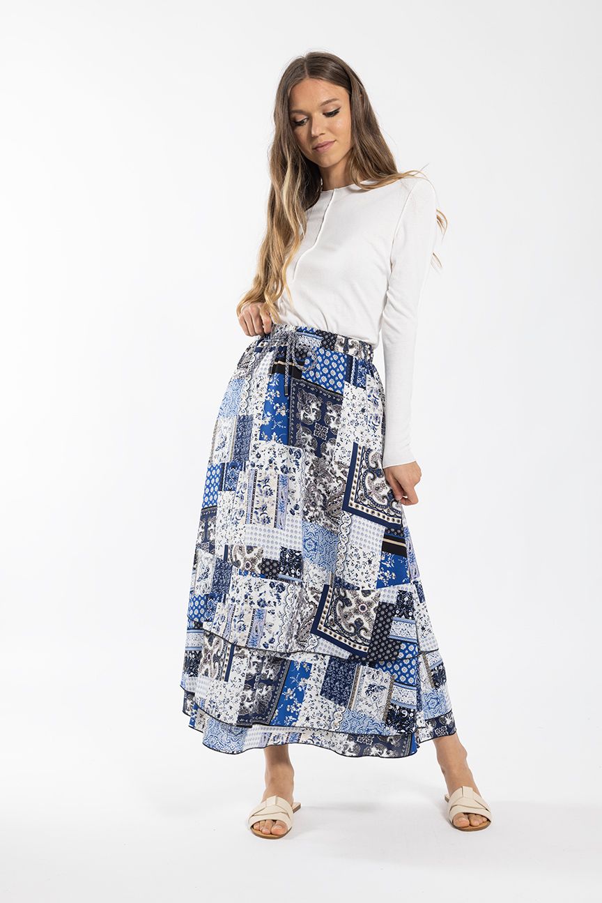 Maple Cliff Blue Bandana Print Midi 5453