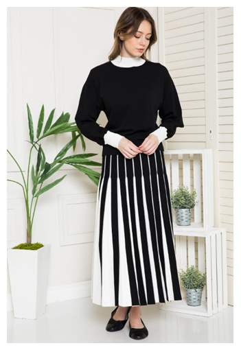 Ivee Blk/White Pleated FoereveSkirt 22527-S