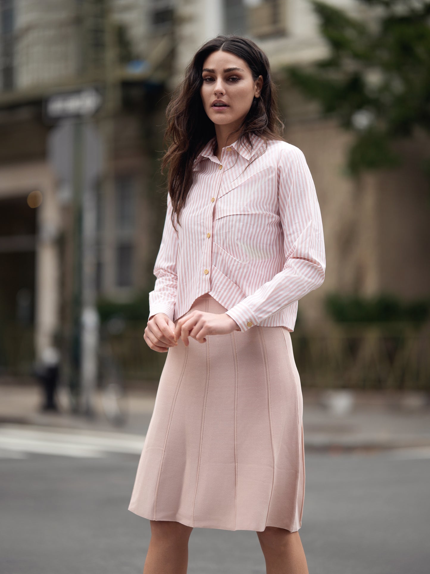 Profile Peach Knit Seam Skirt A6038