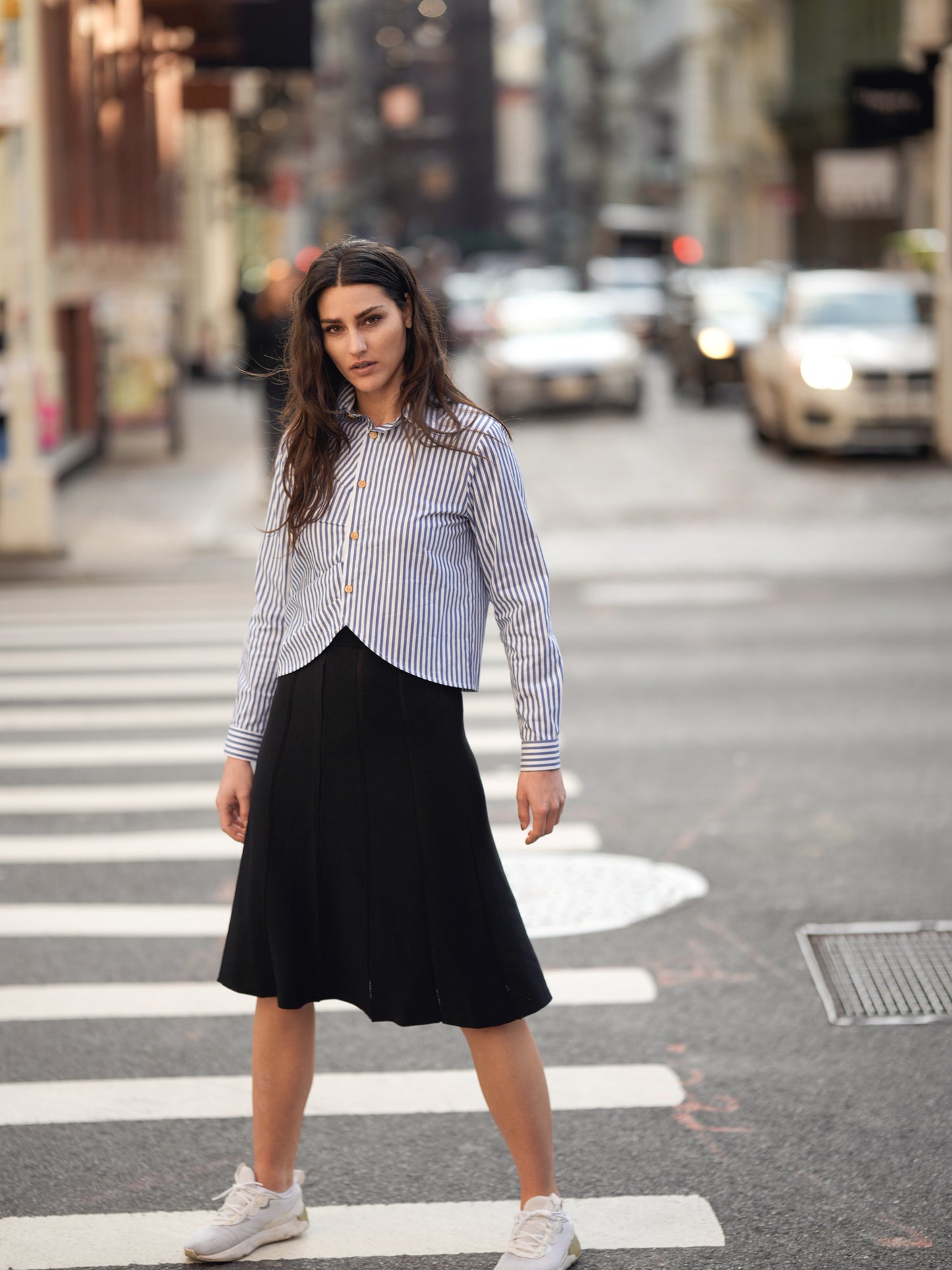 Profile Blk Knit Seam Skirt A6038