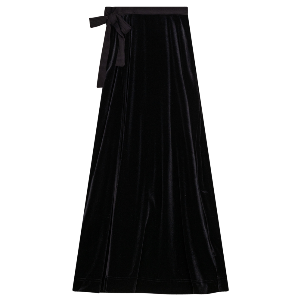 Noni Blk Velour Wrap Maxi With Knot tye