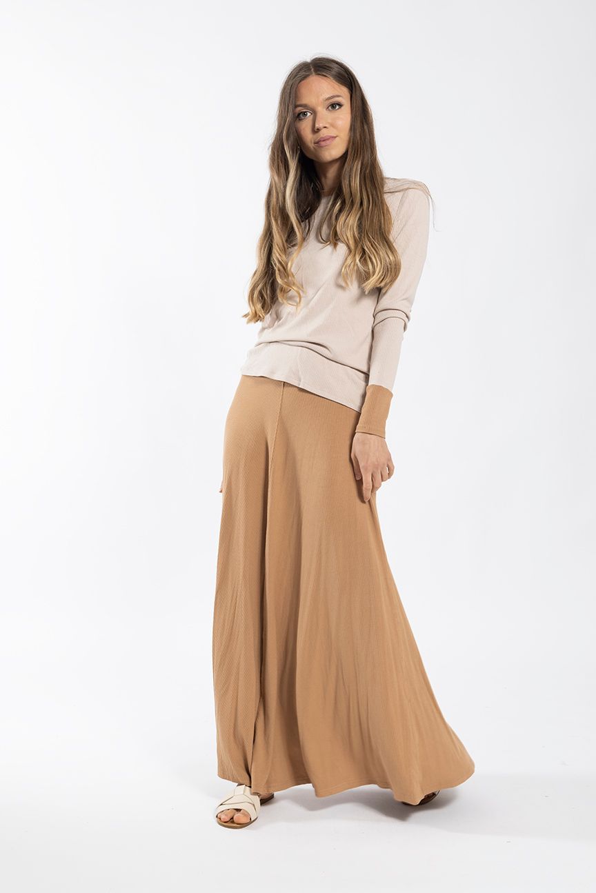 Monn Sand/Cognac ColorBlock Rib Tee 257SC
