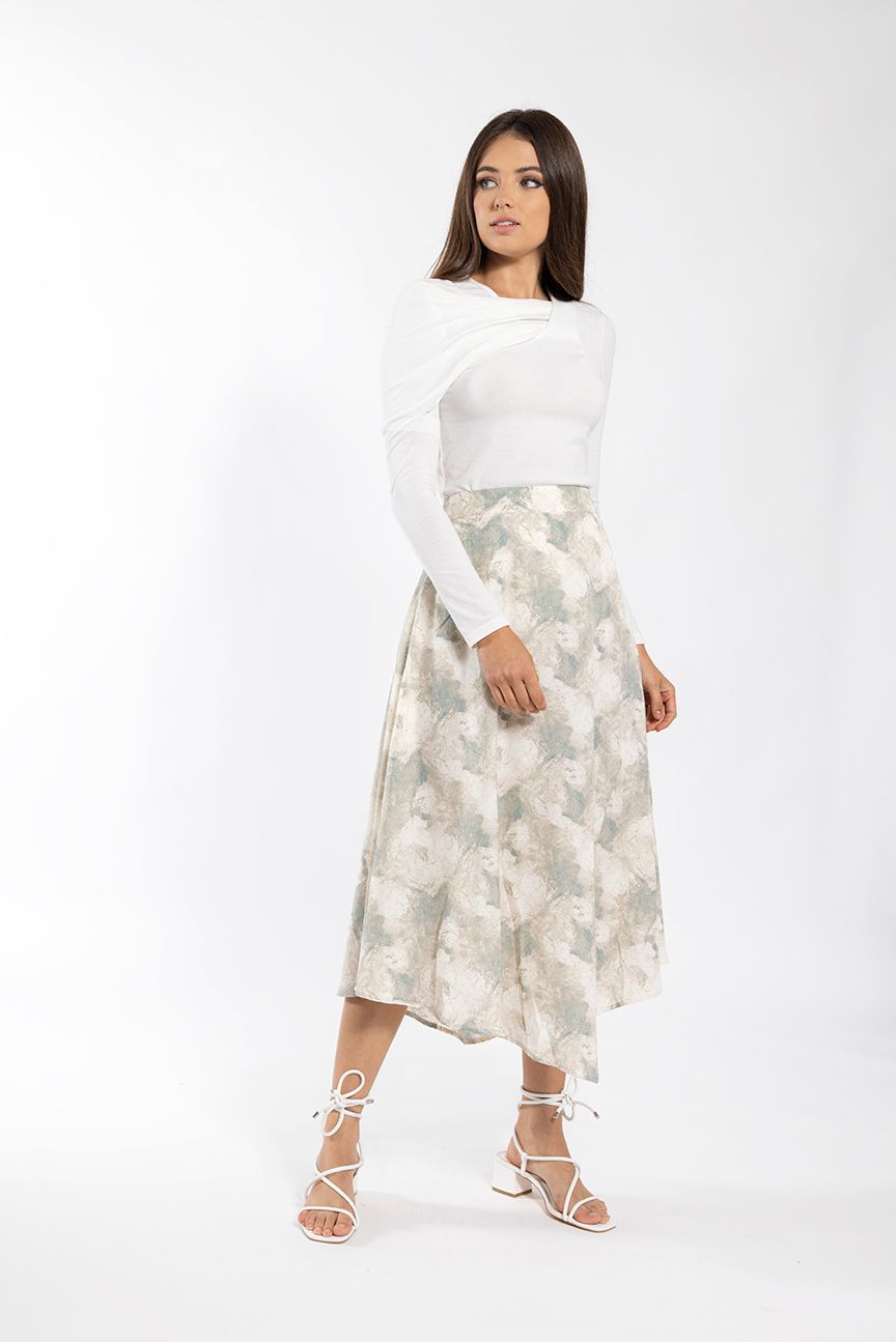 Static Blue Tie Dye Asymmetrical Midi 811B