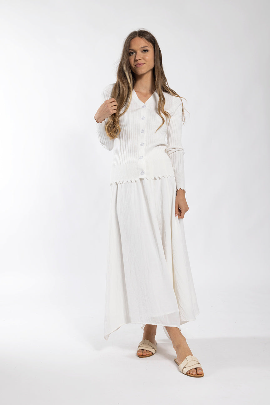 Monn White Ribbed Cardigan M279W