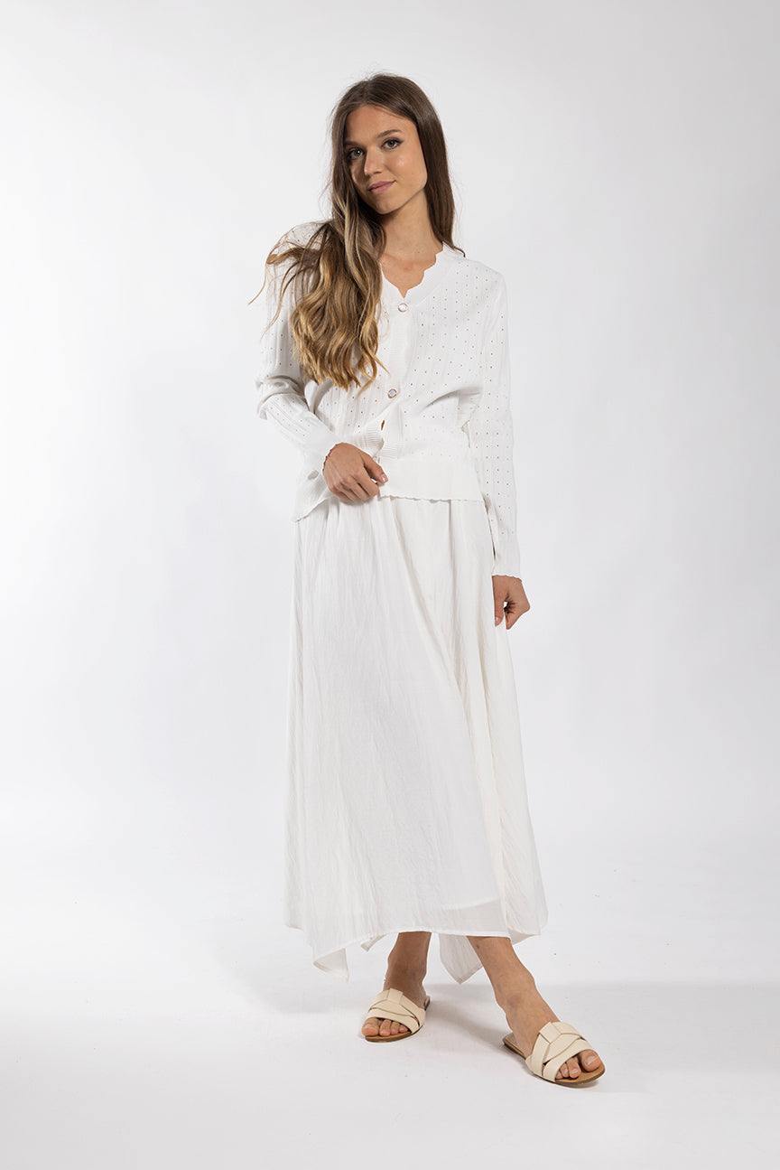 Monn White Pointelle Cardigan M281W