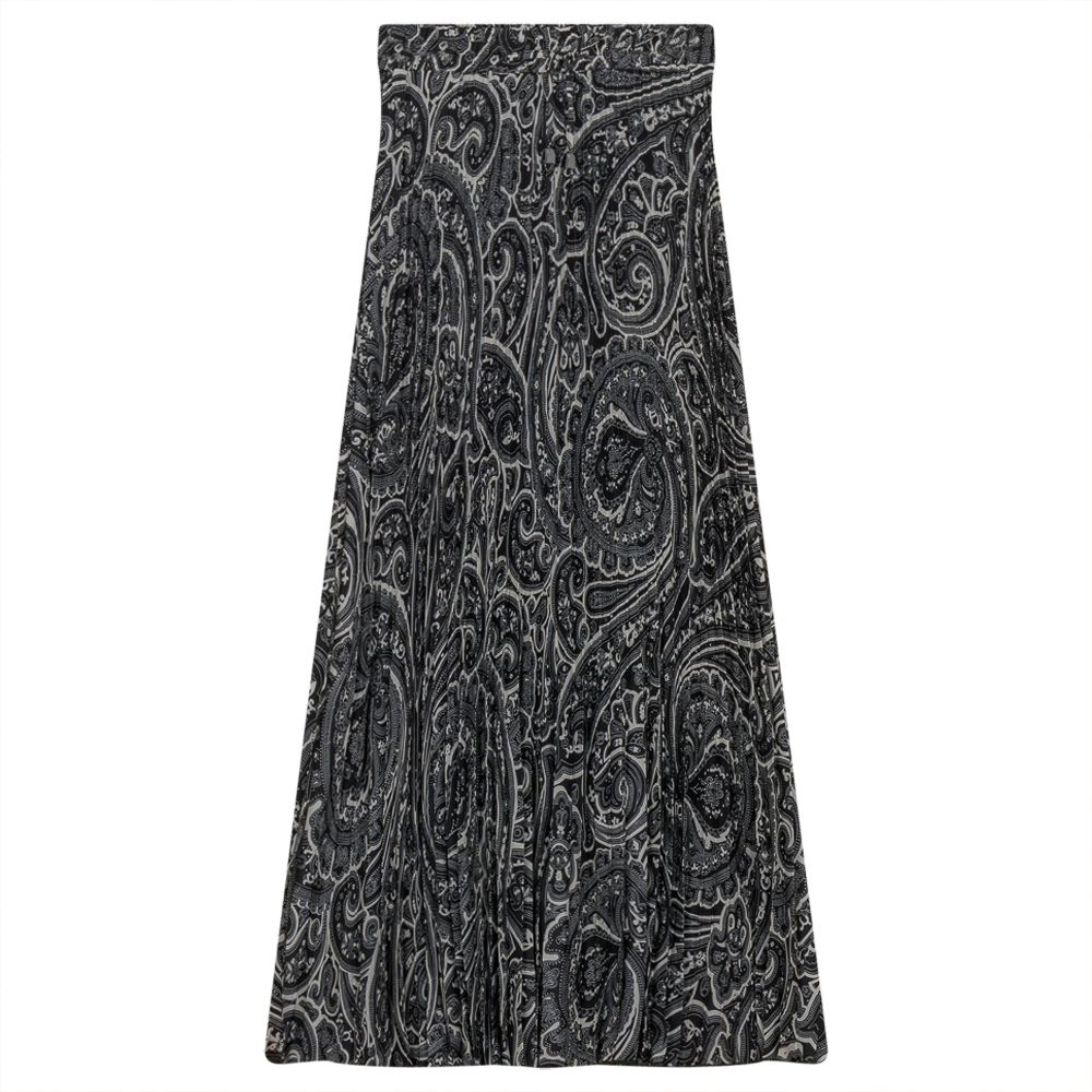 Mademoiselle Blk/White Accordian Pleated Printed Midi SB3CM8216SM2