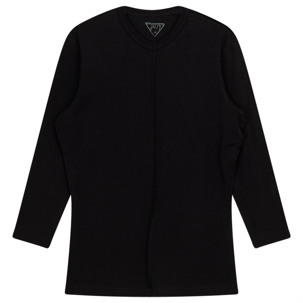 24/7 Black V neck Pinched Seam Tee SB3CM8412T