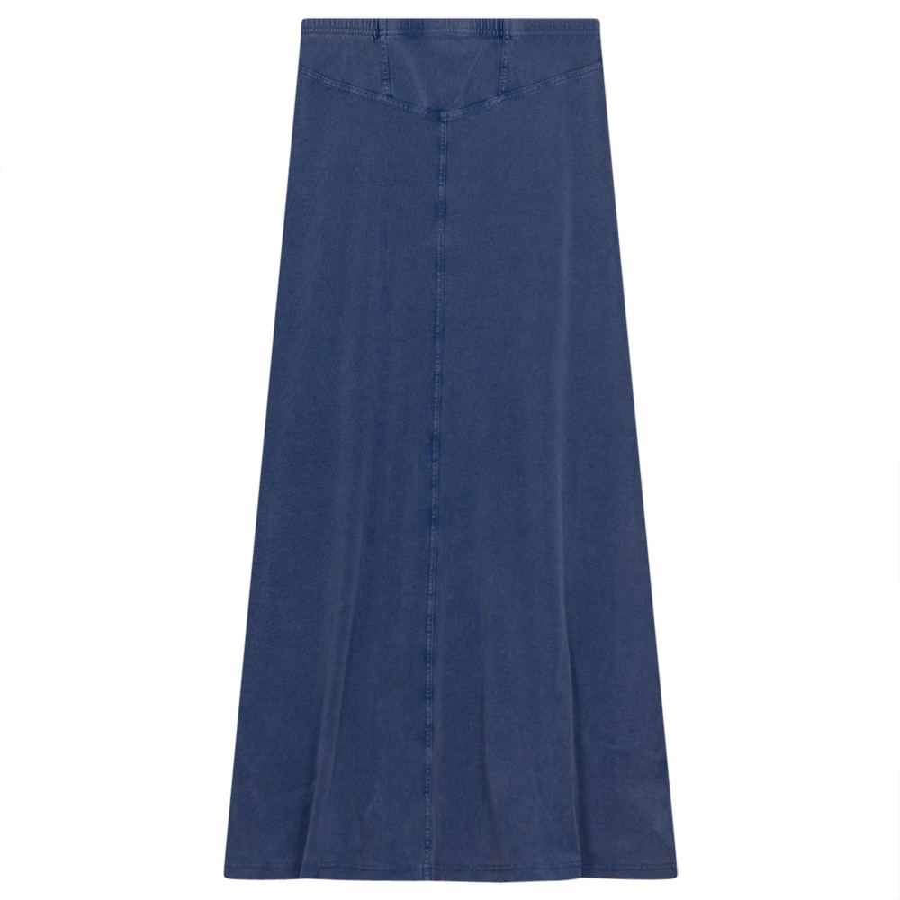 5 Stars Medium Denim Wash Long Skirt with Pointy yolks SB3CPT4783LS