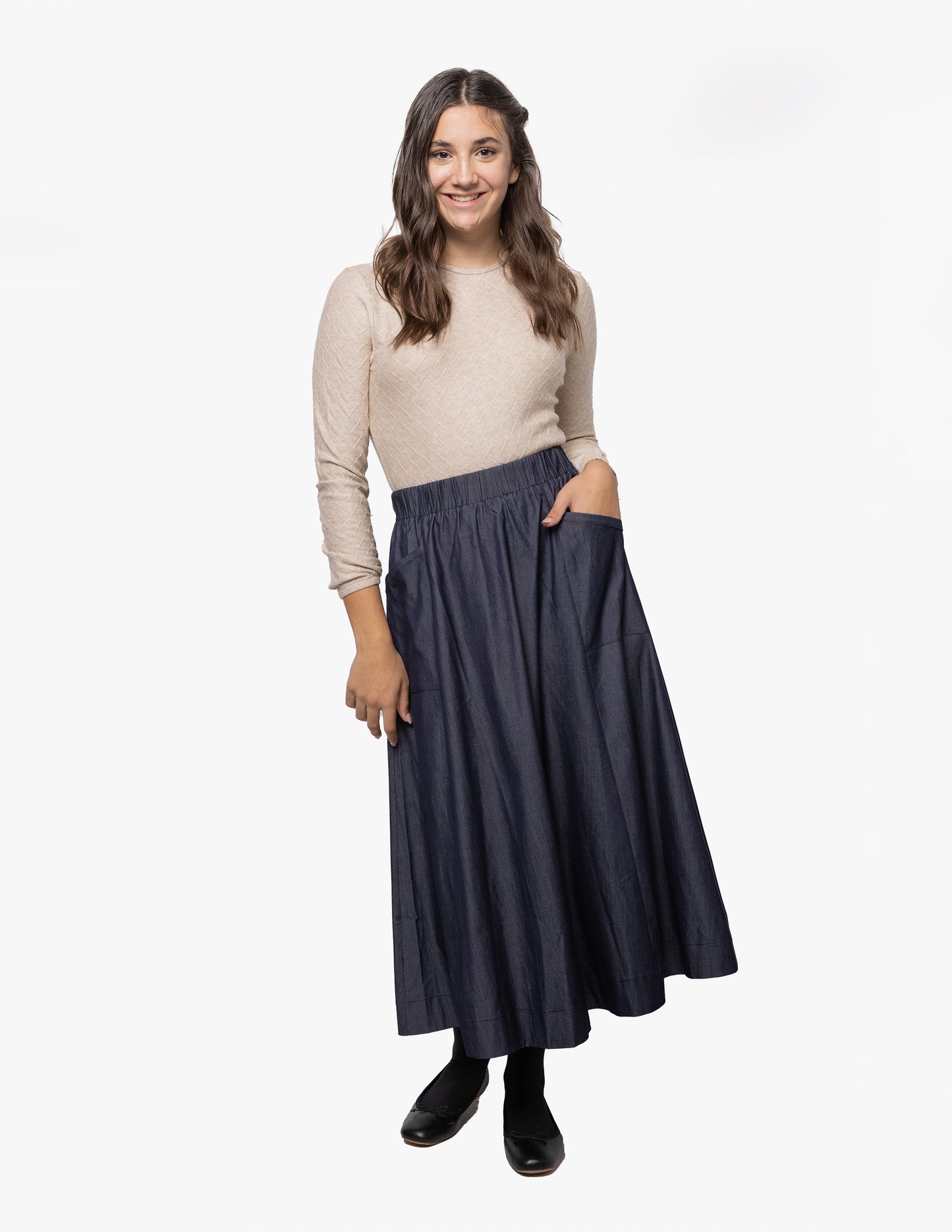 Lilac Black Denim Pocket Skirt 1252