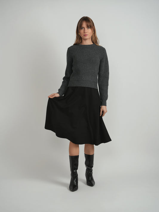 MiuMax Dark Grey Mix Cropped Sweater Wb5CM1621T