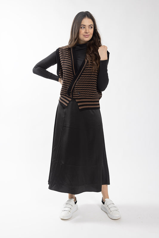 Concept Black/Brown Striped Vest 442