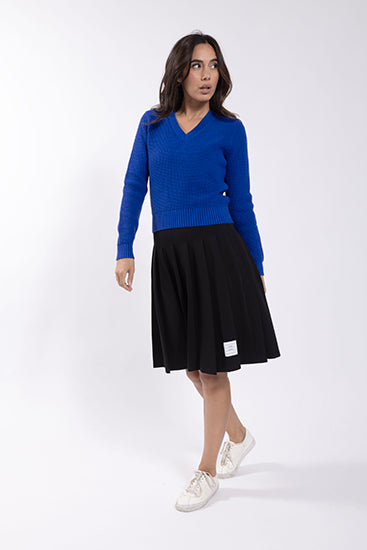 Concept Cobalt Waffle V-Neck Knit Sweater CO564C