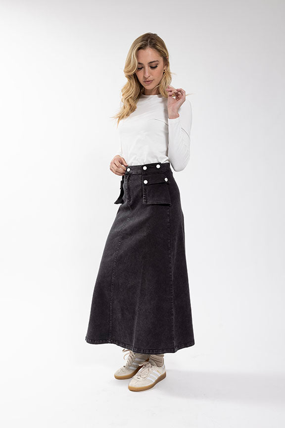 Concept Black Exaggerated Pocket Skirt CO585B