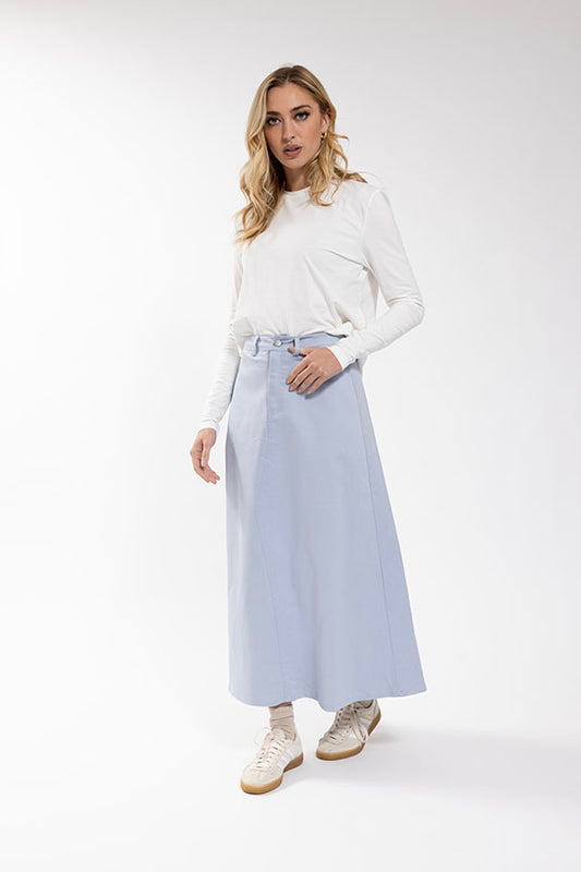 Concept Light Blue A Line Twill Skirt CO614L