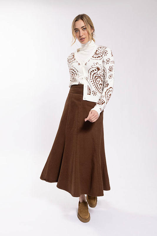 Concept Ivory/Brown Intarsia Cardi CO636I