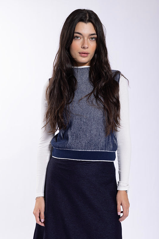 Concept Navy/White Two Tone Ribbed Vest CO664N