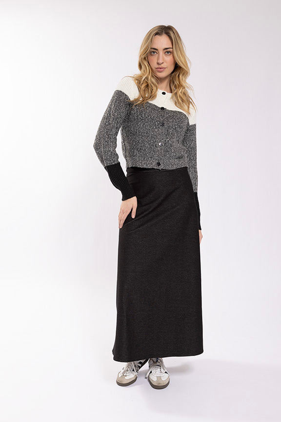 Concept Charcoal Marled Colorblock Cardi CO671