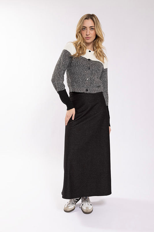 Concept Charcoal Marled Colorblock Cardi CO671