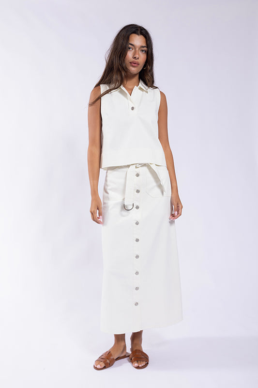 Concept Cream Button/Front Pocket Skirt CO749C