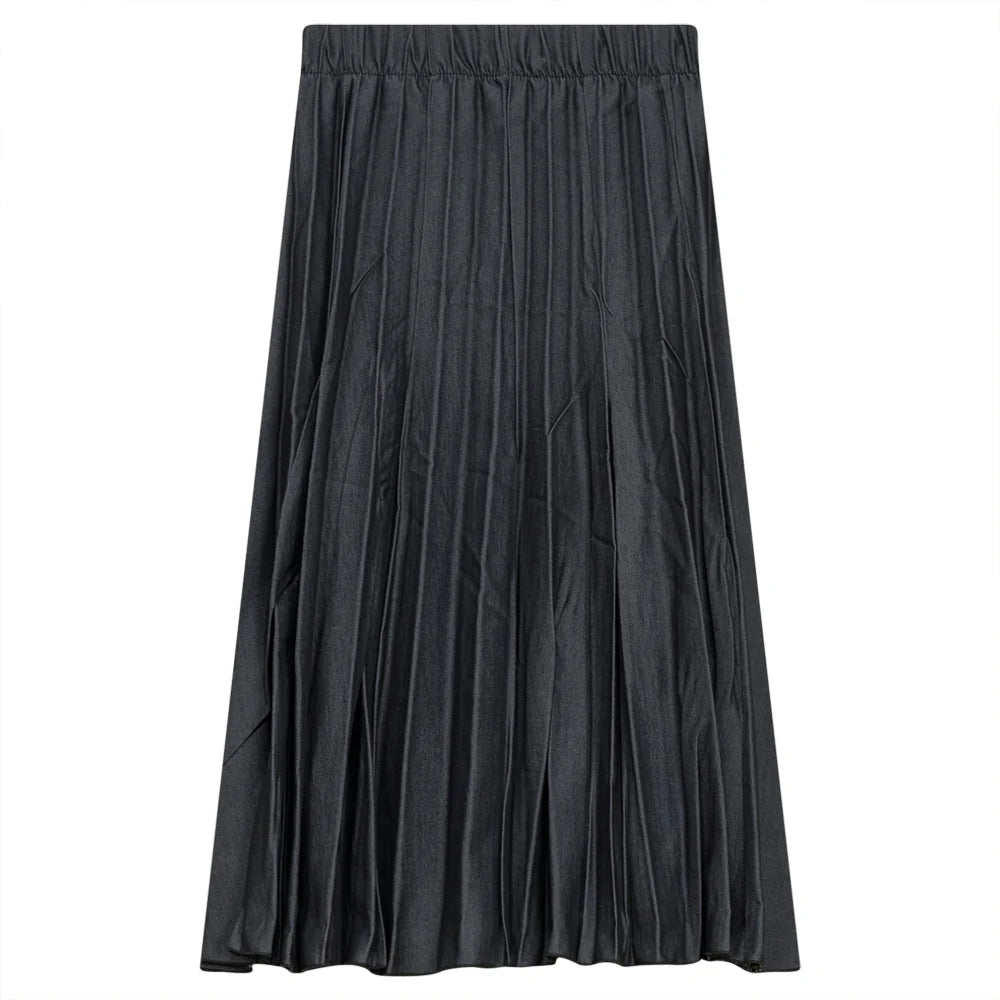 Ginger Black Denim Messy Pleat Midi DS2PT5863M