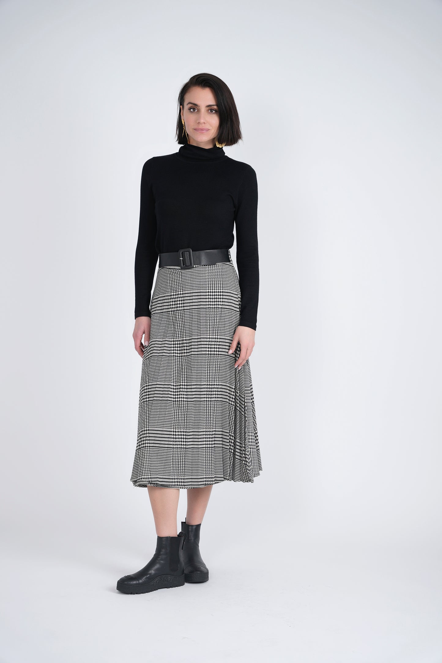 Maxmrkt Plaid Pleated with leather belt DW2M8730