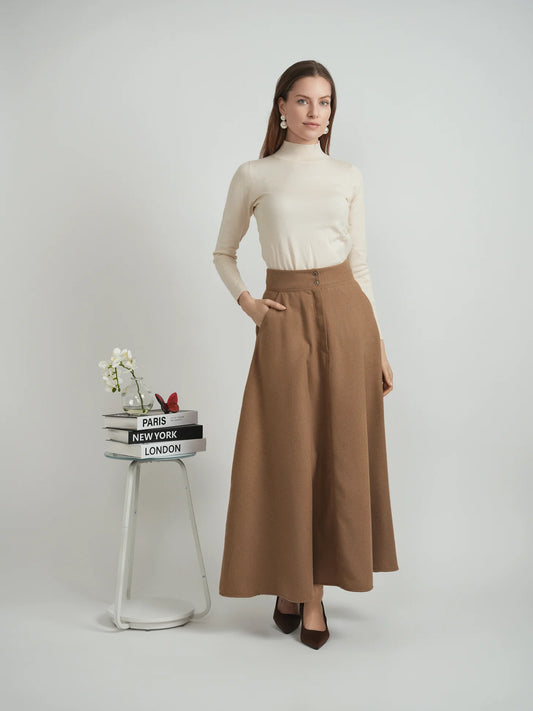 B Chic Camel Wool Skirt DW5M9124A
