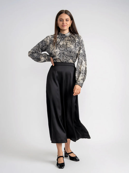 Noni Black Satin Skirt WB5CYT2726S