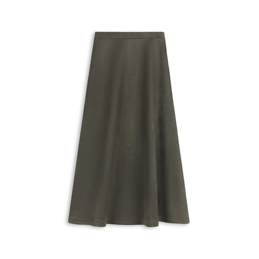 Oops Olive Suede A Line Midi Skirt WB3CM8614SM