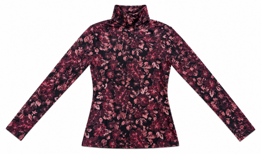 Inkd Merlot Floral Printed Mockneck IN101A