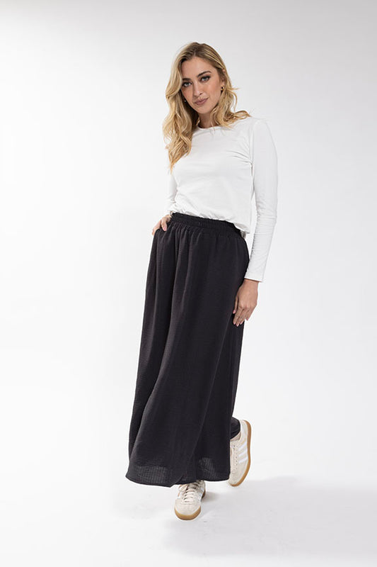 Latitude Black Gauze Circle Skirt LA320B