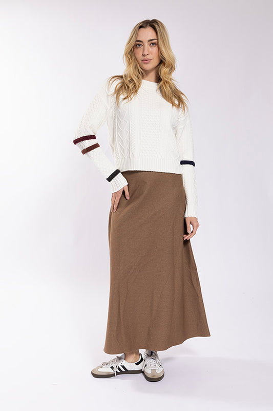 Latitude Mocha Chambray A Line Skirt LA339M