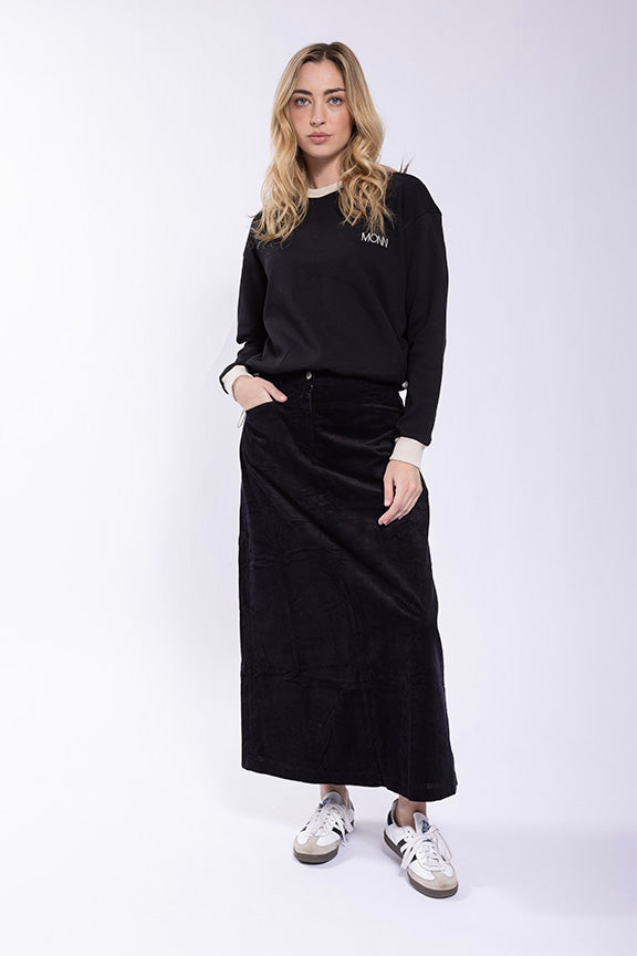 Latitude Black Corduroy Skirt LA344B