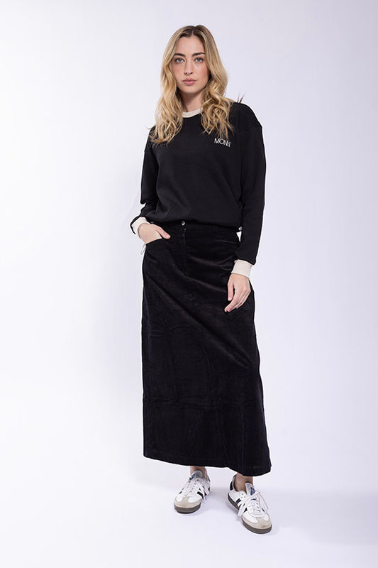Latitude Black Corduroy Skirt LA344B