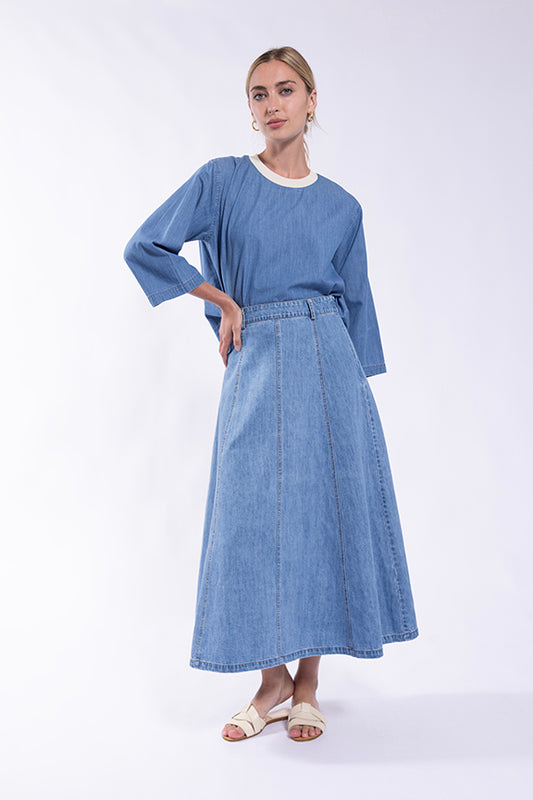 Monn Denim Paneled Skirt M646D