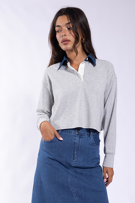 Latitude Grey/Denim Polo LA483G