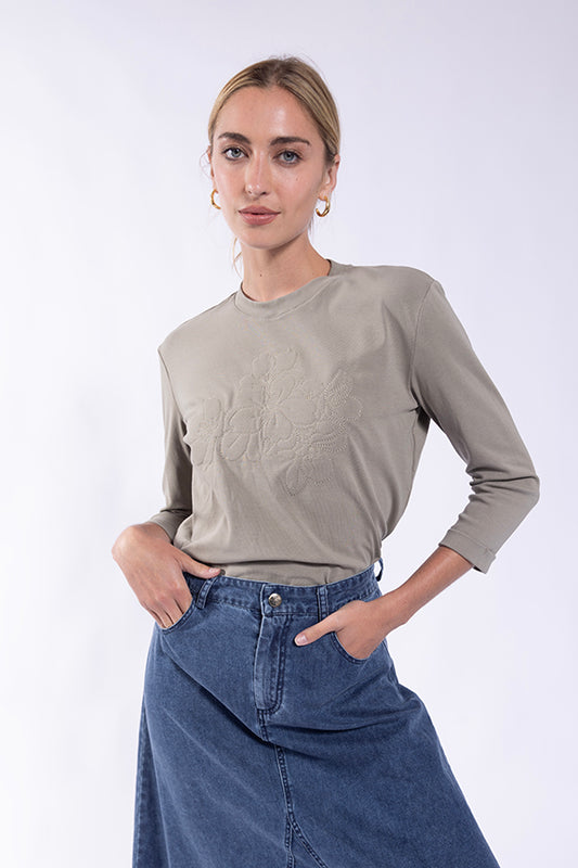 Latitude Green Embroidered Tee LA492G