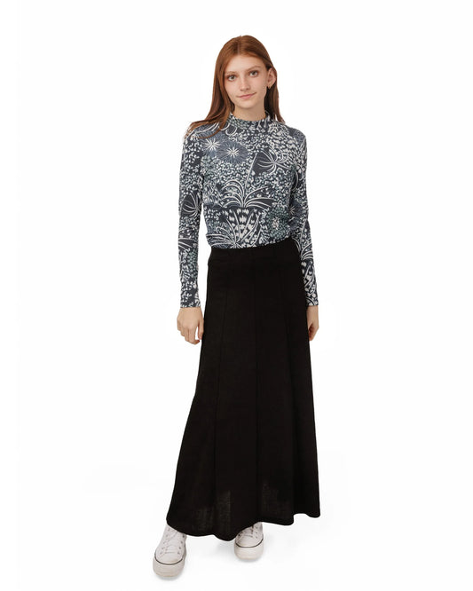 LL Black Wash Paneled Skirt WW5511-C