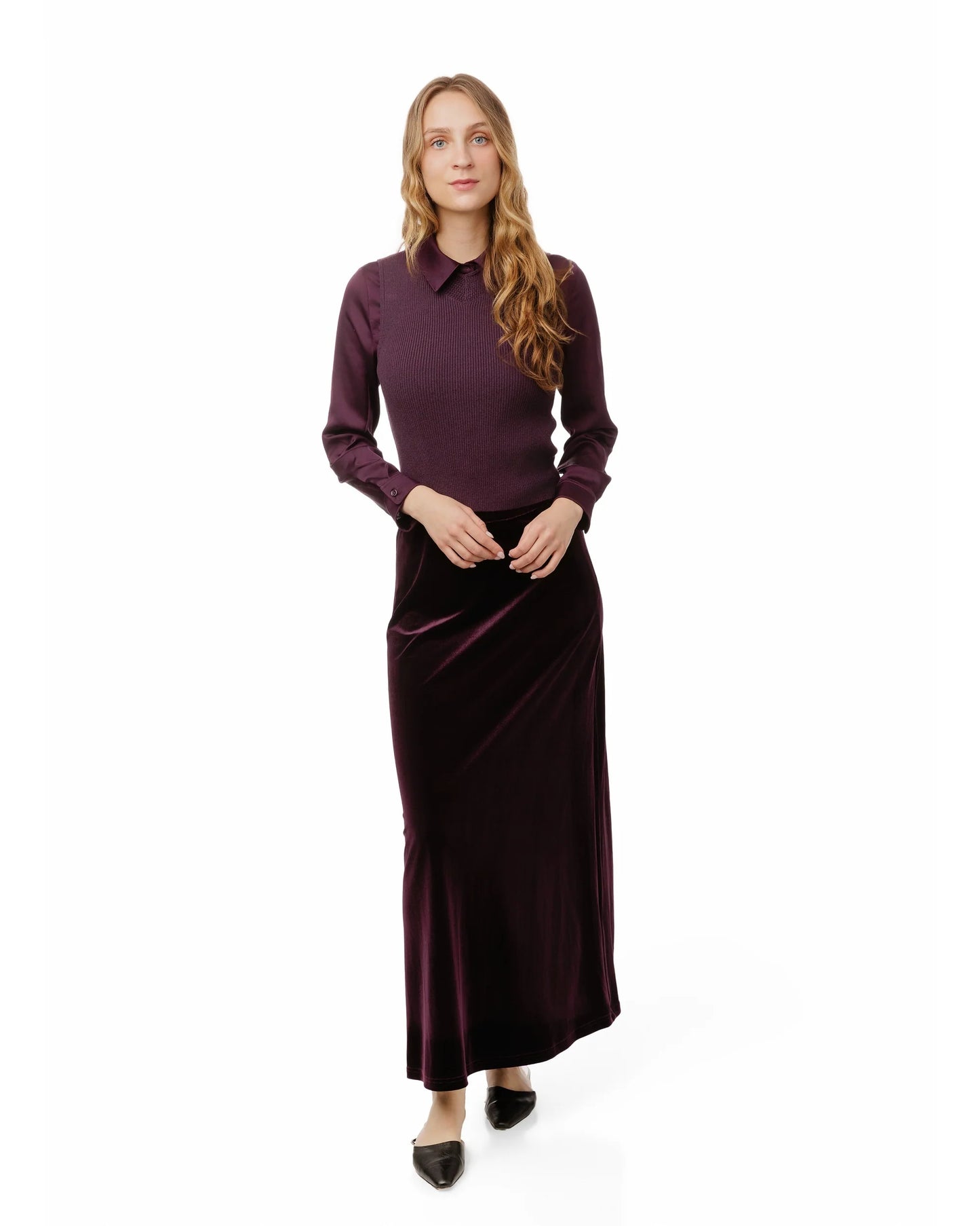 Harper Plum Velvet Skirt WW5029S-A