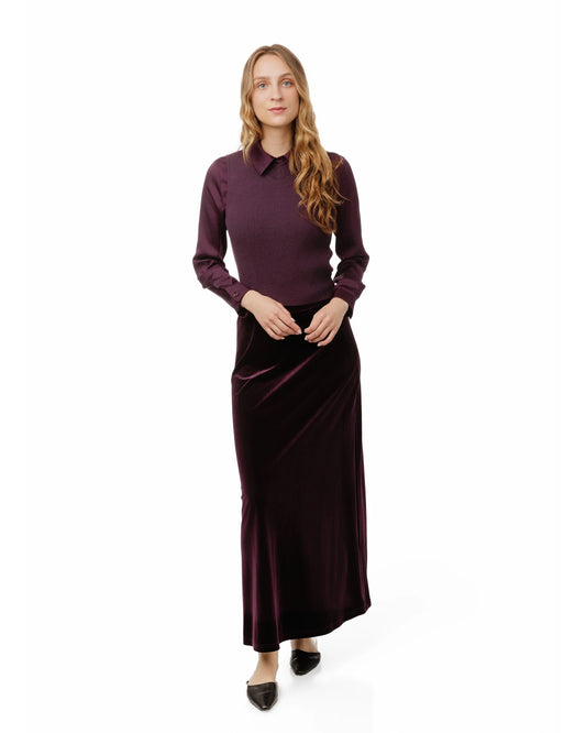 Harper Plum Velvet Skirt WW5029S-A