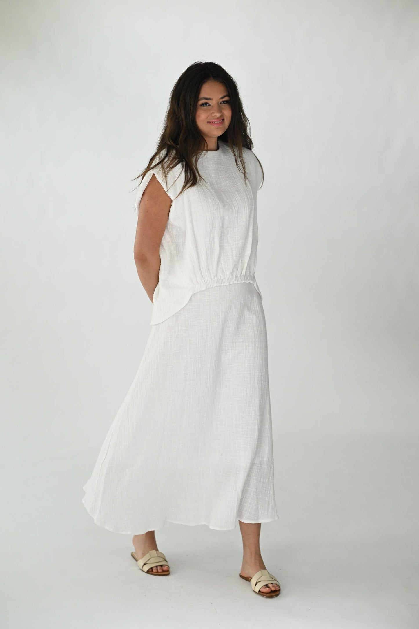 Monn White Gauze Skirt M403W