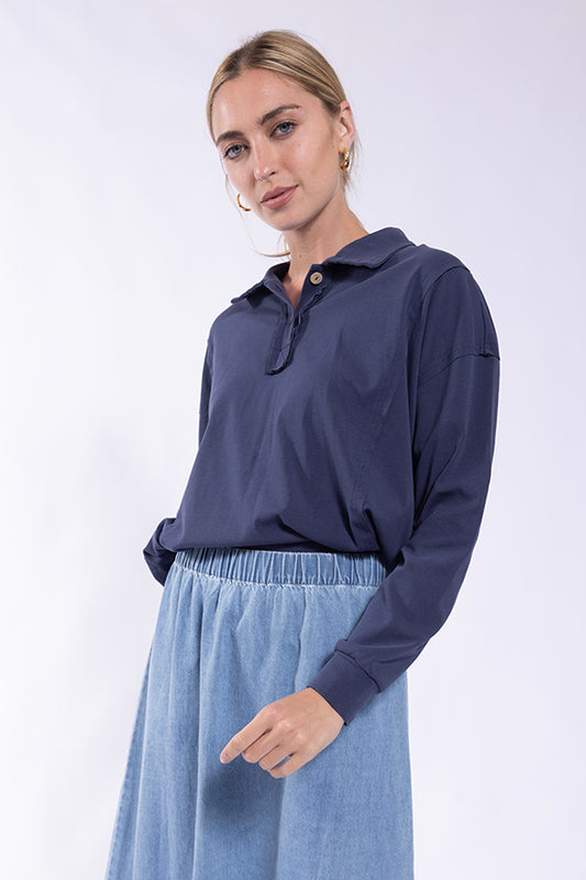 Monn Navy Washed Polo Tee M623N