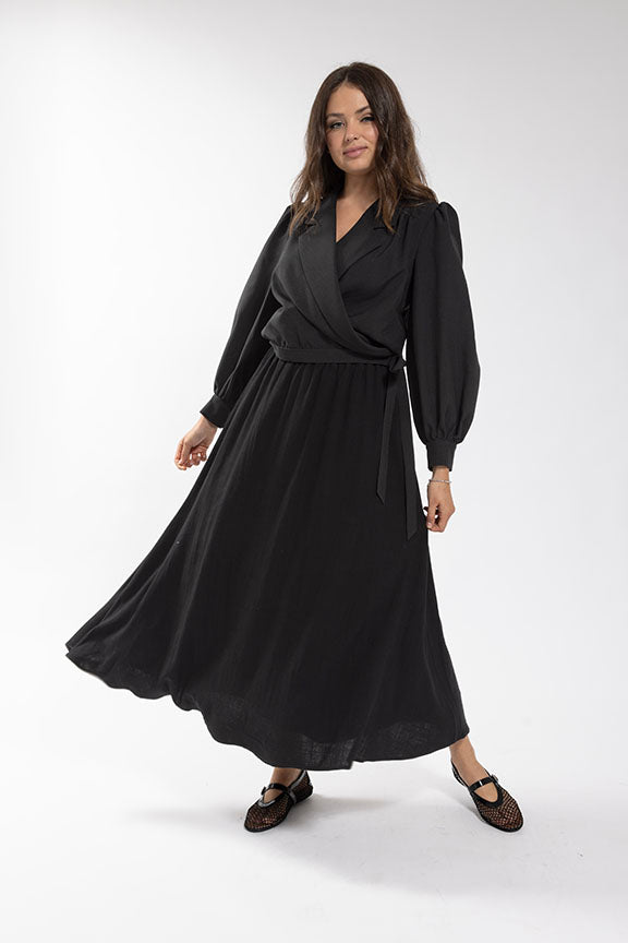 Maple Cliff Black Linen Circle Skirt MC5729B