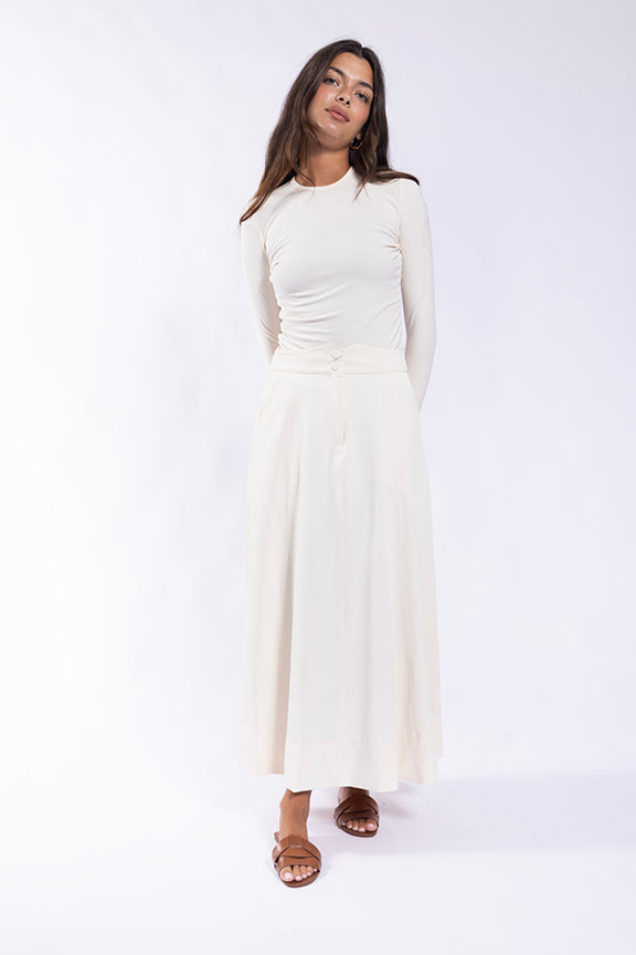 Maple Cliff Cream Pocket Paneled Midi Skirt MC5875C