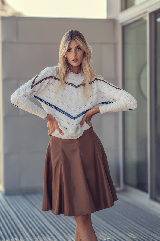 Modivea Brown Wool Seam Skirt