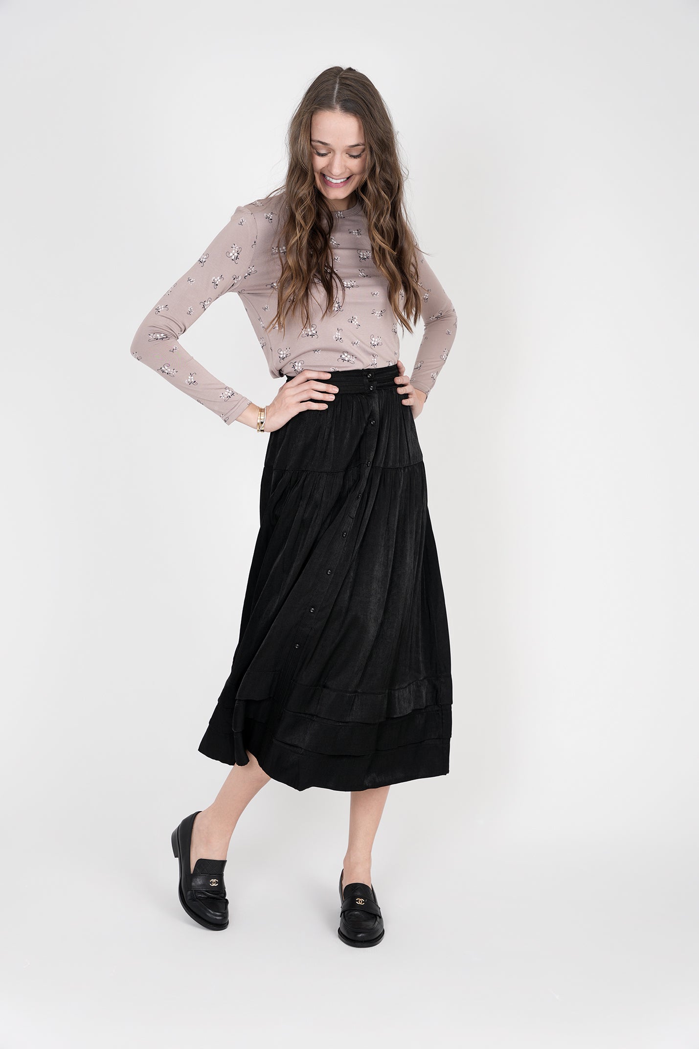 Ginger Black with buttons Skirt SB3CPT4834