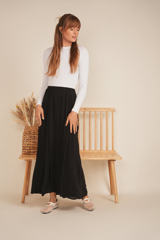 Maxmrkt Black Gauze Maxi Skirt SB4CM8725SL