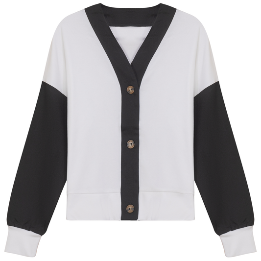 The Norway Club White/Blk Denim Combo Cardigan SB4CM8888T