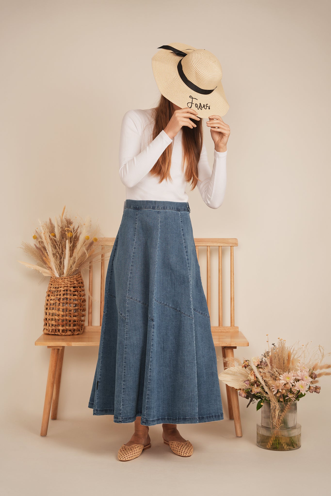 Faves Chambray Wash Maxi Skirt SB4CM8895SLW